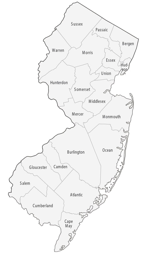 New Jersey County Map Glossy Poster Picture Photo Print Banner  Conversationprints