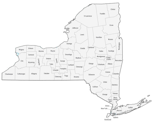 New York County Map Glossy Poster Picture Photo Print Banner  Conversationprints