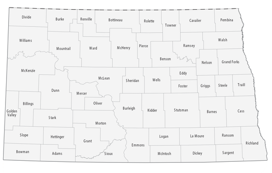 North Dakota County Map Glossy Poster Picture Photo Print Banner  Conversationprints