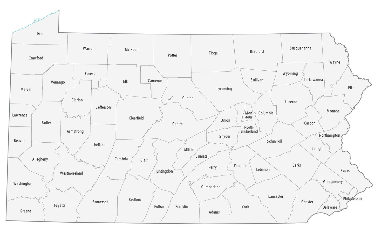 Pennsylvania County Map GLOSSY POSTER PICTURE PHOTO PRINT BANNER  CONVERSATIONPRINTS