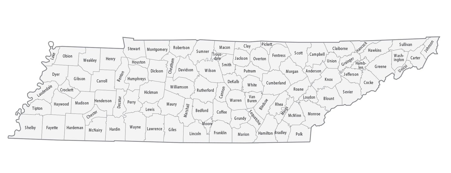 Tennessee County Map GLOSSY POSTER PICTURE PHOTO PRINT BANNER  CONVERSATIONPRINTS