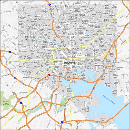 Baltimore Neighborhood Map Glossy Poster Picture Photo Print Banner  Conversationprints