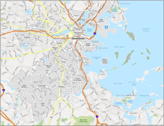 Boston Neighborhood Map Glossy Poster Picture Photo Print Banner  Conversationprints