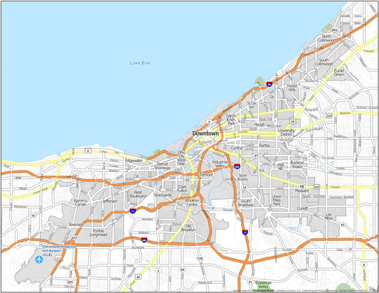 Cleveland Neighborhood Map Glossy Poster Picture Photo Print Banner  Conversationprints