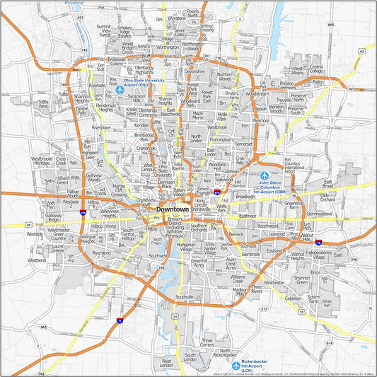Columbus Neighborhood Map Glossy Poster Picture Photo Print Banner  Conversationprints