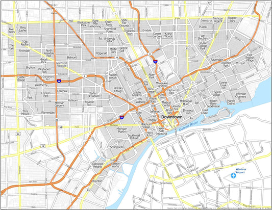 Detroit Neighborhood Map Glossy Poster Picture Photo Print Banner  Conversationprints