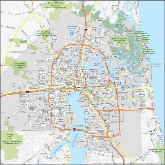 Jacksonville Neighborhood Map Glossy Poster Picture Photo Print Banner  Conversationprints