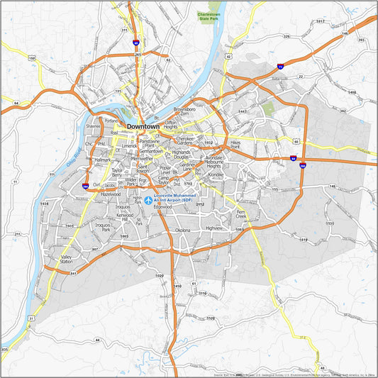 Louisville Neighborhood Map Glossy Poster Picture Photo Print Banner  Conversationprints