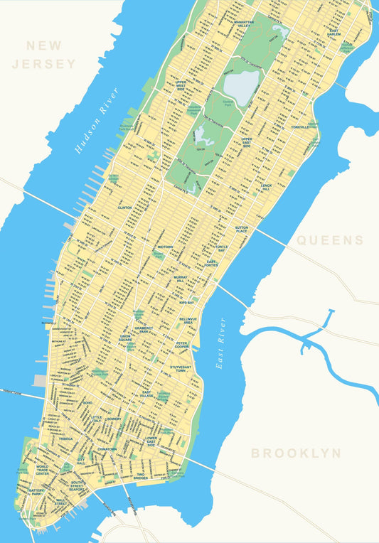 Manhattan Nyc Neighborhood Map Glossy Poster Picture Photo Print Banner  Conversationprints