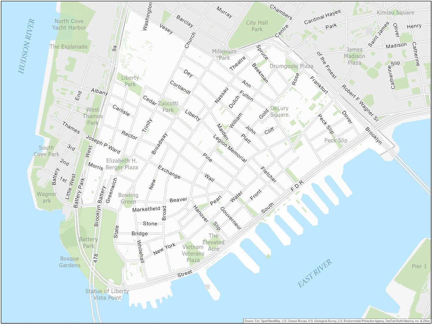 Nyc Financial District Map Glossy Poster Picture Photo Print Banner  Conversationprints