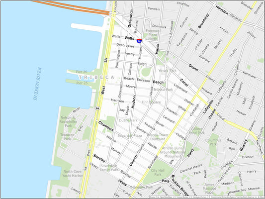 New York City Tribeca Map Glossy Poster Picture Photo Print Banner  Conversationprints