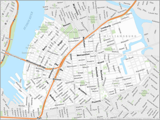 New York City Williamsburg Map Glossy Poster Picture Photo Print Banner  Conversationprints