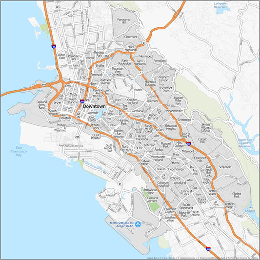 Oakland Neighborhood Map Glossy Poster Picture Photo Print Banner  Conversationprints