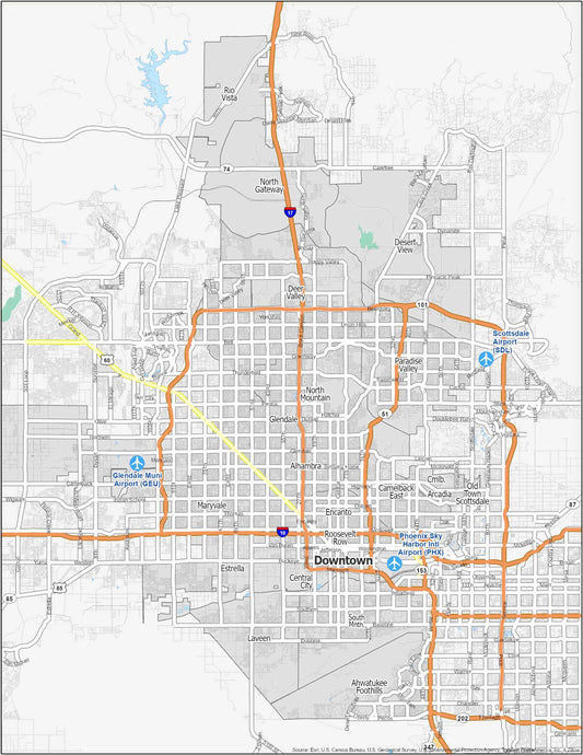 Phoenix Neighborhood Map Glossy Poster Picture Photo Print Banner  Conversationprints