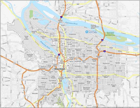 Portland Neighborhood Map Glossy Poster Picture Photo Print Banner  Conversationprints