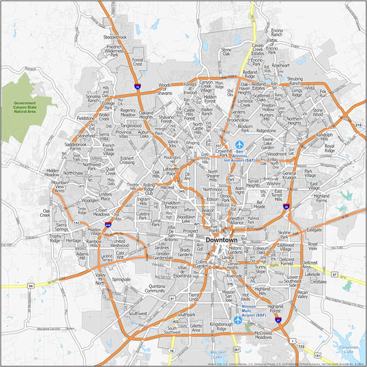 San Antonio Neighborhood Map Glossy Poster Picture Photo Print Banner  Conversationprints