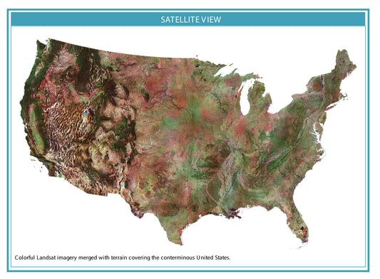 USA Satellite Terrain Map GLOSSY POSTER PICTURE PHOTO PRINT BANNER  CONVERSATIONPRINTS