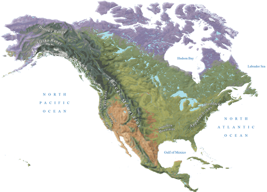 US USA Mountain Range Map GLOSSY POSTER PICTURE PHOTO PRINT BANNER  CONVERSATIONPRINTS