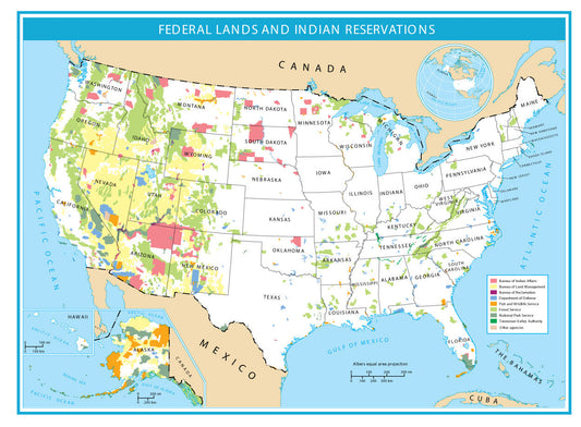 USA Federal Lands Map GLOSSY POSTER PICTURE PHOTO PRINT BANNER  CONVERSATIONPRINTS