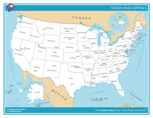 Usa Capitals State Capital Map Glossy Poster Picture Photo Print Banner  Conversationprints
