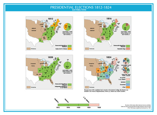 1812-1824 USA Electoral Map GLOSSY POSTER PICTURE PHOTO PRINT BANNER  CONVERSATIONPRINTS