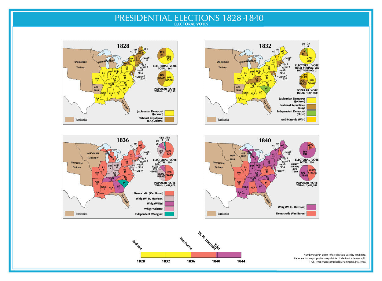 1828-1840 USA Electoral Map GLOSSY POSTER PICTURE PHOTO PRINT BANNER  CONVERSATIONPRINTS