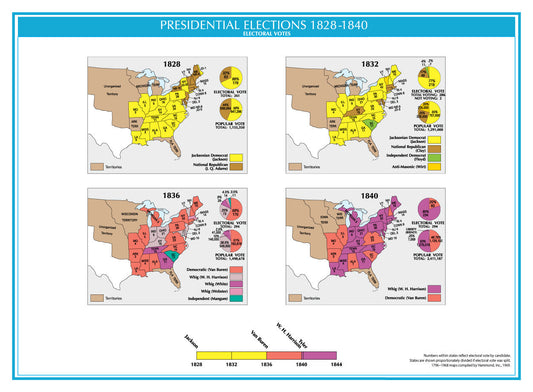 1828-1840 USA Electoral Map GLOSSY POSTER PICTURE PHOTO PRINT BANNER  CONVERSATIONPRINTS