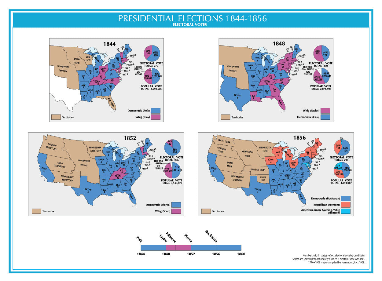 1844-1856 USA Electoral Map GLOSSY POSTER PICTURE PHOTO PRINT BANNER  CONVERSATIONPRINTS