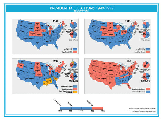 1940-1952 USA Electoral Map GLOSSY POSTER PICTURE PHOTO PRINT BANNER  CONVERSATIONPRINTS