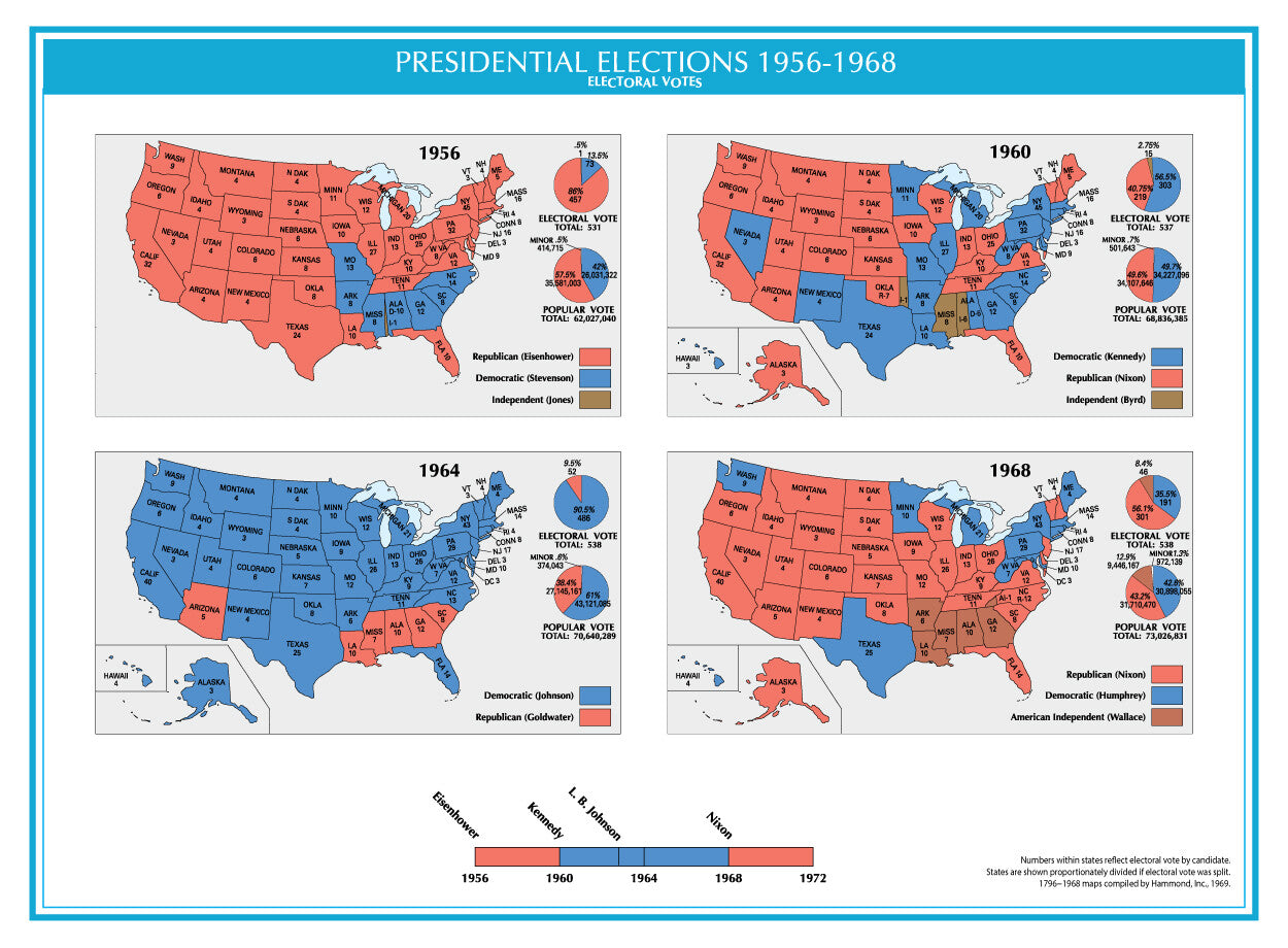 1956-1968 USA Electoral Map GLOSSY POSTER PICTURE PHOTO PRINT BANNER  CONVERSATIONPRINTS