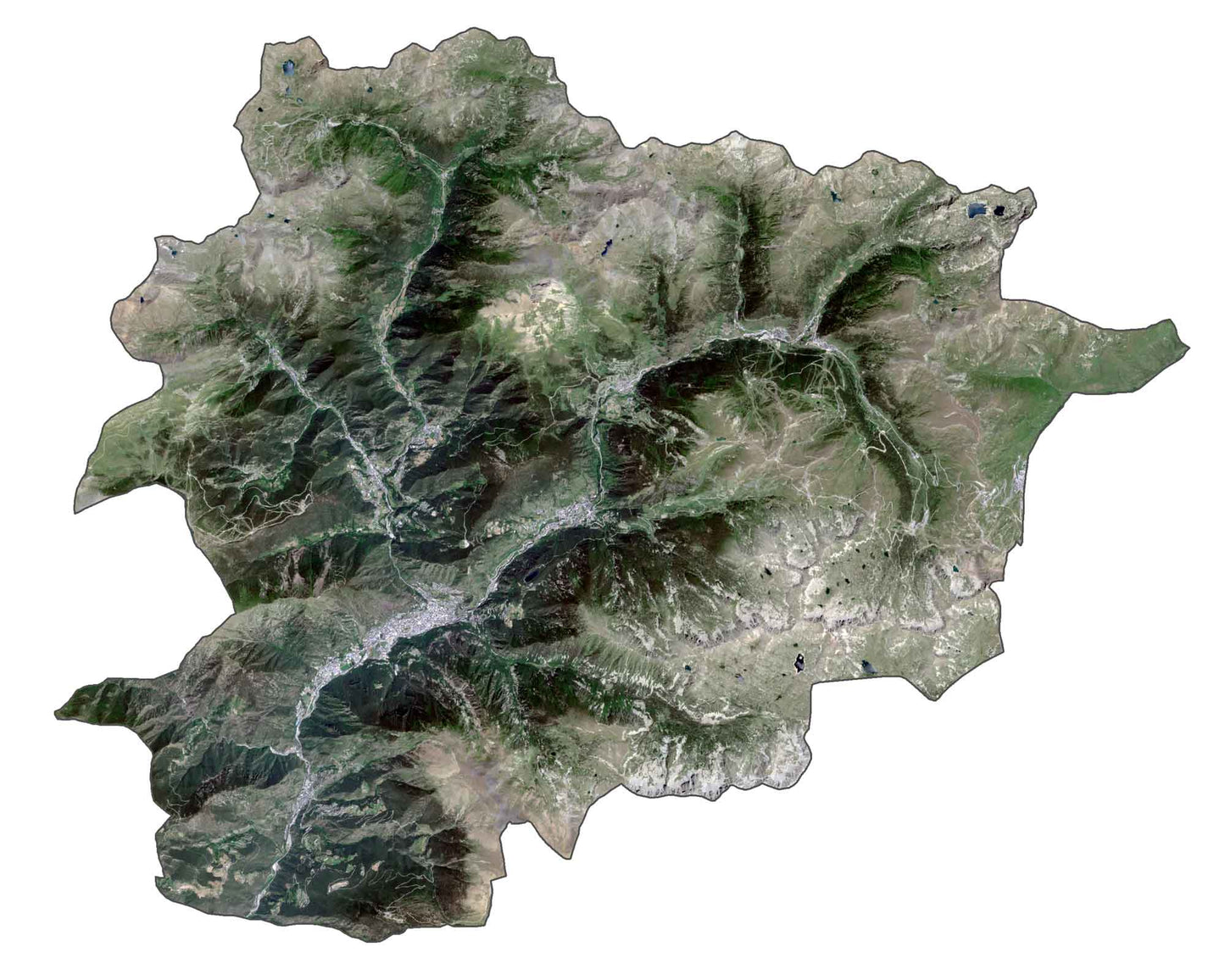 Andorra Satellite Map GLOSSY POSTER PICTURE PHOTO PRINT BANNER  CONVERSATIONPRINTS