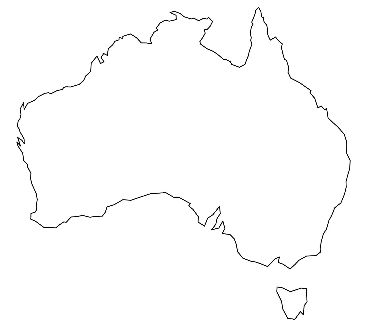 Australia Blank Outline Map GLOSSY POSTER PICTURE PHOTO PRINT BANNER  CONVERSATIONPRINTS