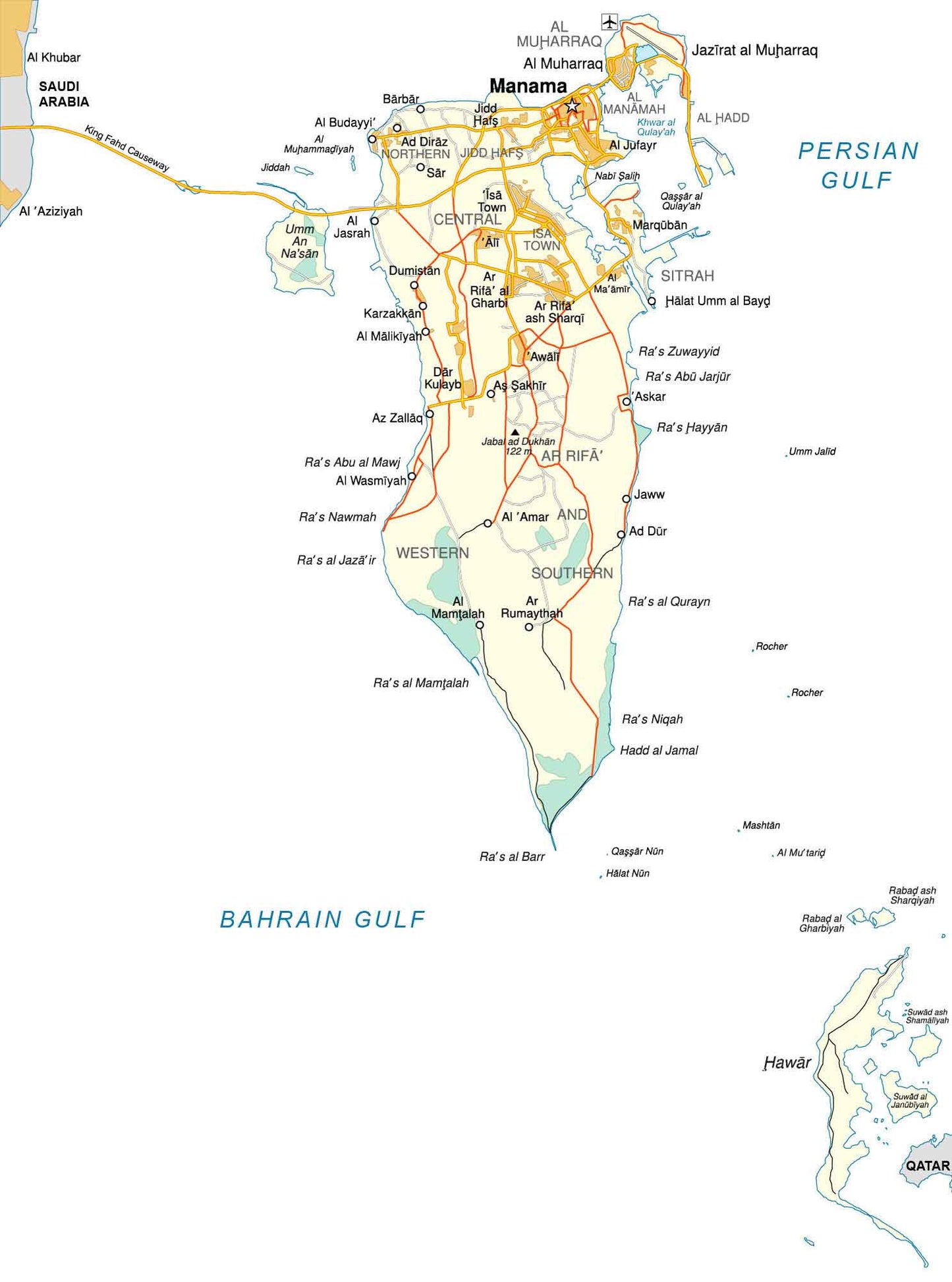 Bahrain Road Map GLOSSY POSTER PICTURE PHOTO PRINT BANNER  CONVERSATIONPRINTS