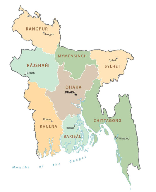 Bangladesh Province Territory Map GLOSSY POSTER PICTURE PHOTO PRINT BANNER  CONVERSATIONPRINTS