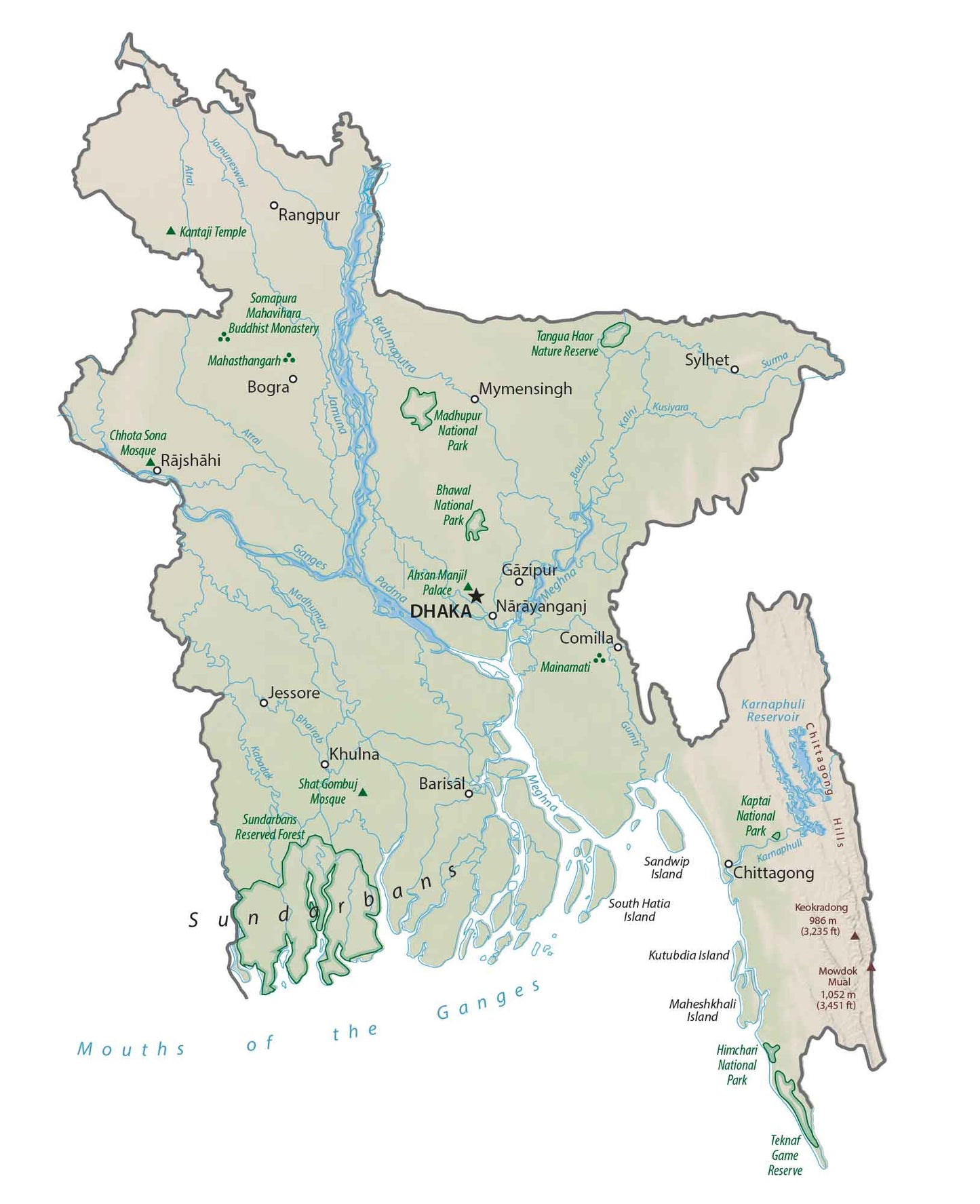 Bangladesh Physical Terrain Map GLOSSY POSTER PICTURE PHOTO PRINT BANNER  CONVERSATIONPRINTS