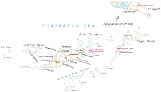 British Virgin Islands Map Glossy Poster Picture Photo Print Banner  Conversationprints