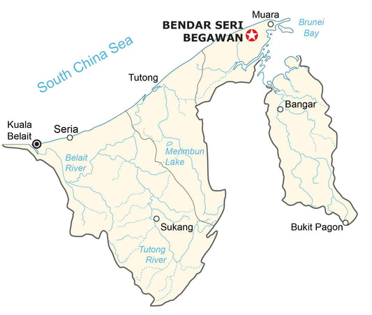 Brunei Road Map Glossy Poster Picture Photo Print Banner  Conversationprints