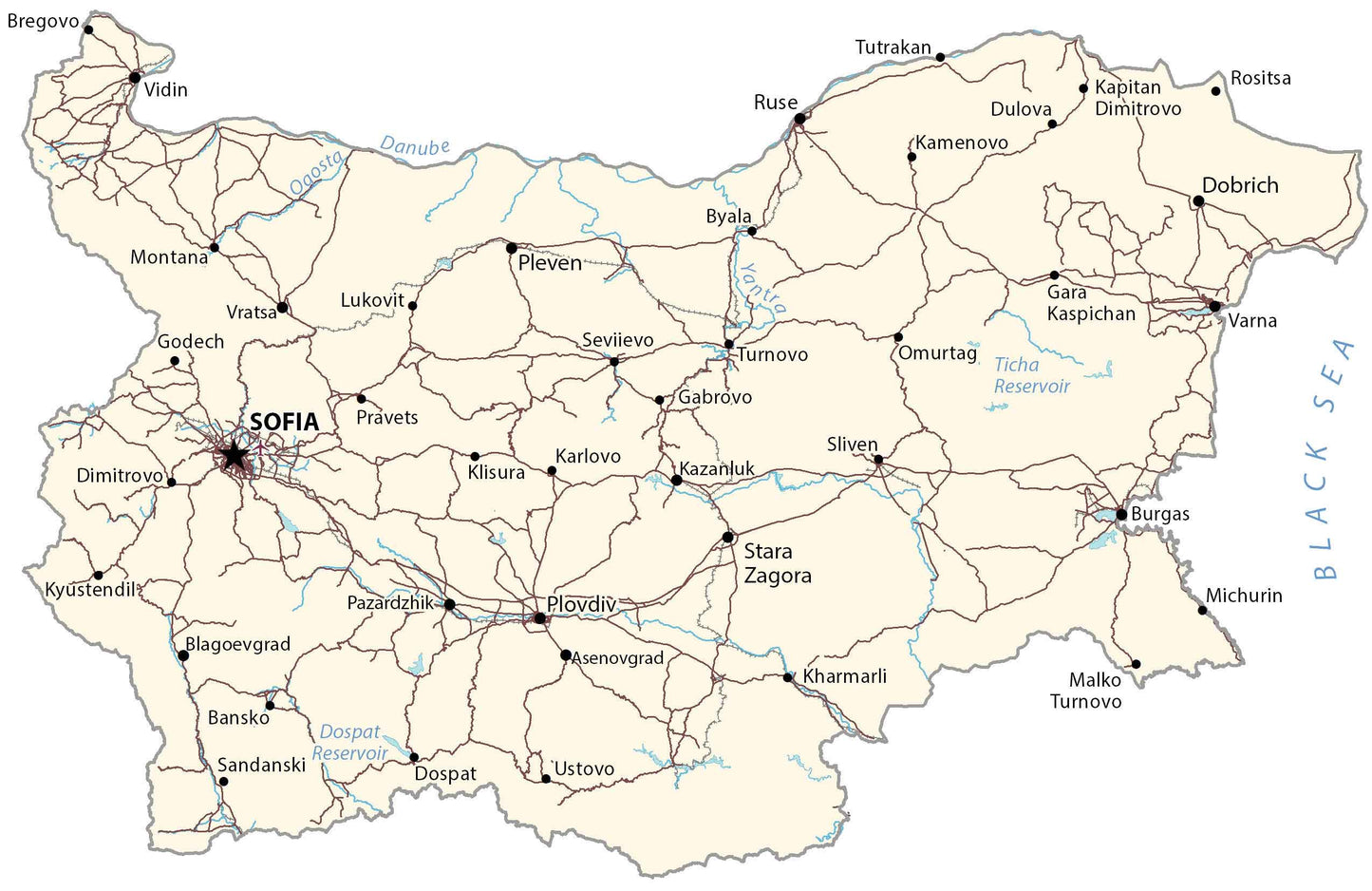 Bulgaria Road Map Glossy Poster Picture Photo Print Banner  Conversationprints