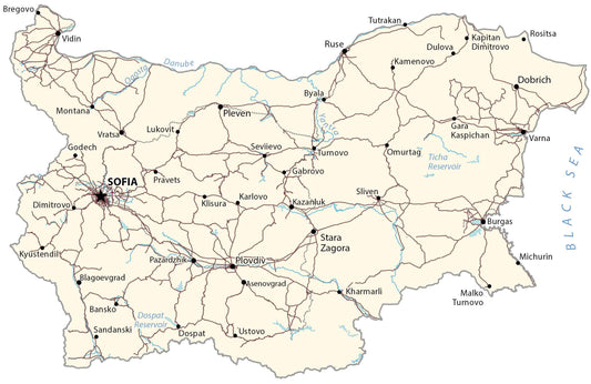 Bulgaria Road Map Glossy Poster Picture Photo Print Banner  Conversationprints