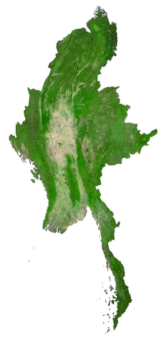 Burma Myanmar Satellite Map Glossy Poster Picture Photo Print Banner  Conversationprints