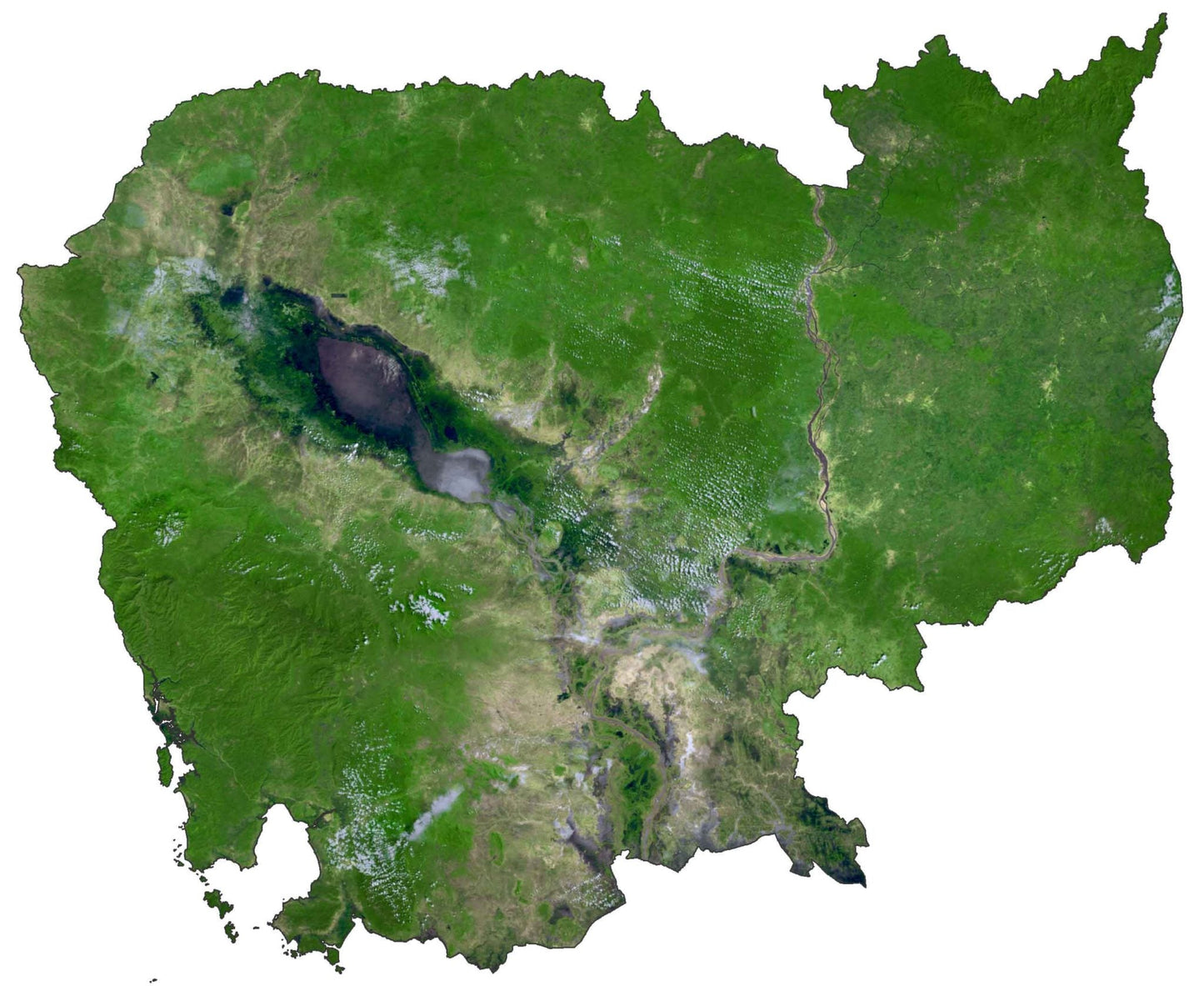 Cambodia Satellite Map Glossy Poster Picture Photo Print Banner  Conversationprints