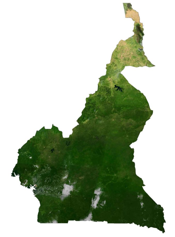 Cameroon Satellite Map GLOSSY POSTER PICTURE PHOTO PRINT BANNER  CONVERSATIONPRINTS