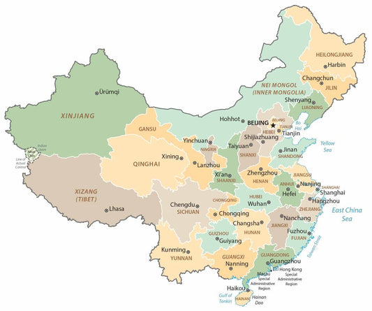 China Province Map GLOSSY POSTER PICTURE PHOTO PRINT BANNER  CONVERSATIONPRINTS