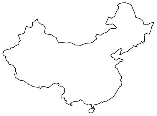 China Blank Outline Map GLOSSY POSTER PICTURE PHOTO PRINT BANNER  CONVERSATIONPRINTS