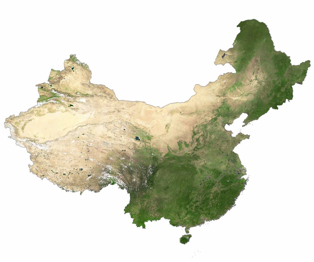 China Satellite Map GLOSSY POSTER PICTURE PHOTO PRINT BANNER  CONVERSATIONPRINTS