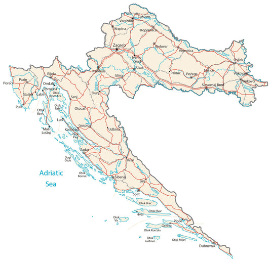 Croatia Physical Map GLOSSY POSTER PICTURE PHOTO PRINT BANNER  CONVERSATIONPRINTS