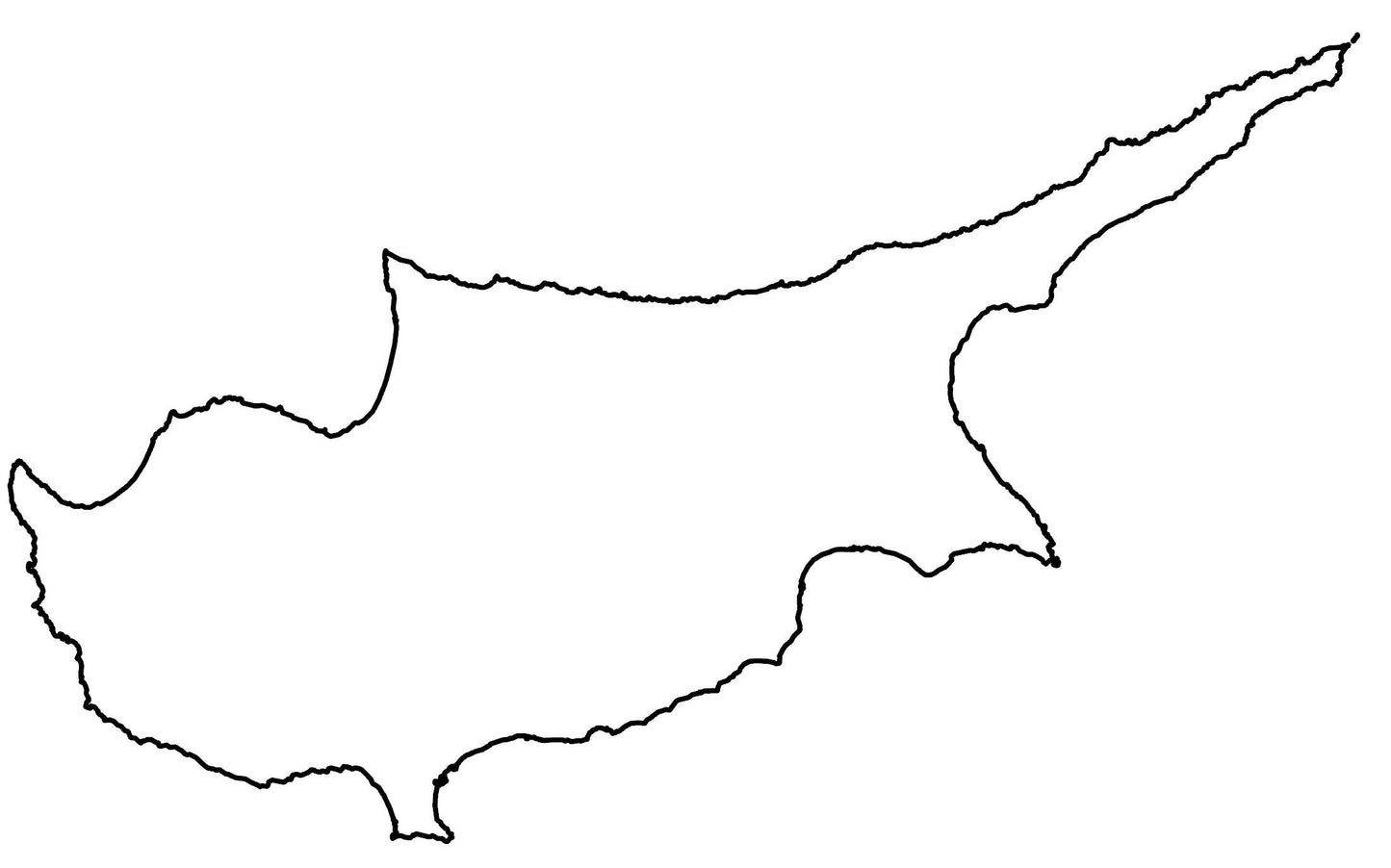 Cyprus Blank Outline Map GLOSSY POSTER PICTURE PHOTO PRINT BANNER  CONVERSATIONPRINTS