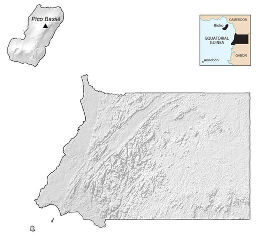 Equitorial Guinea Elevation Map GLOSSY POSTER PICTURE PHOTO PRINT BANNER  CONVERSATIONPRINTS