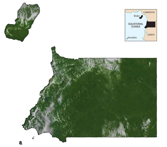 Equitorial Guinea Satellite Map GLOSSY POSTER PICTURE PHOTO PRINT BANNER  CONVERSATIONPRINTS