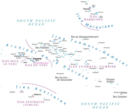 French Polynesia Map GLOSSY POSTER PICTURE PHOTO PRINT BANNER  CONVERSATIONPRINTS